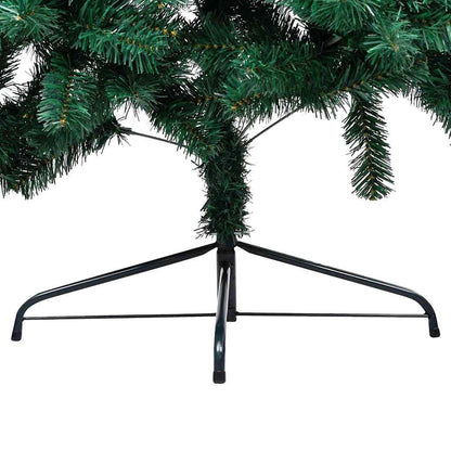 Belyst halv plastgran med kulor grön 210 cm