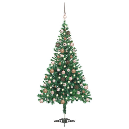 Belyst plastgran med kulor 120 cm 230 grenar