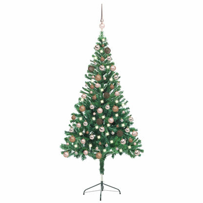 Belyst plastgran med kulor 150 cm 380 grenar