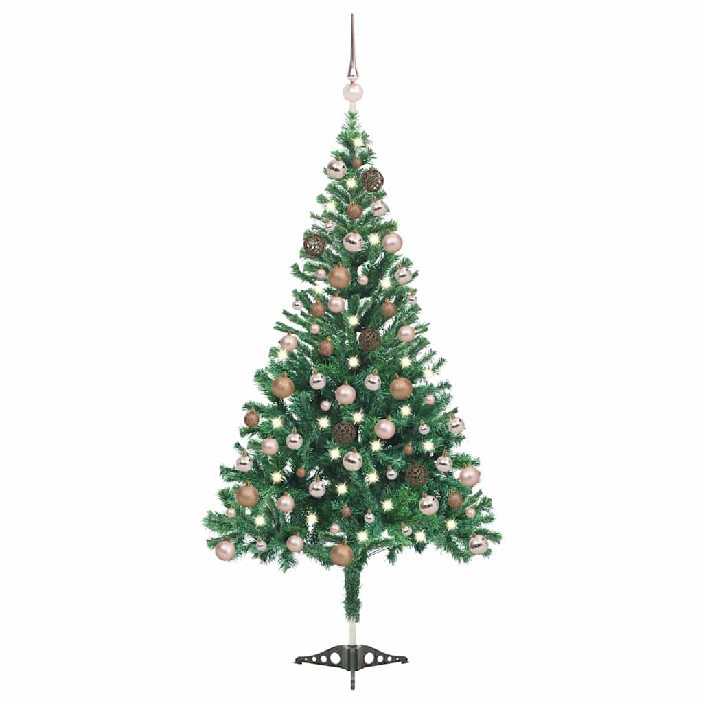Belyst plastgran med kulor 180 cm 564 grenar