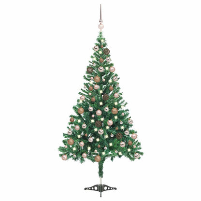 Belyst plastgran med kulor 180 cm 564 grenar