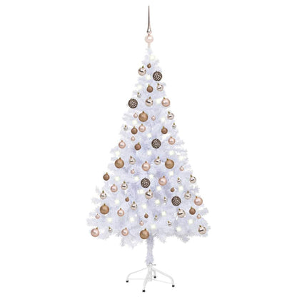 Belyst plastgran med kulor 120 cm 230 grenar