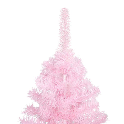 Belyst plastgran med kulor rosa 150 cm PVC