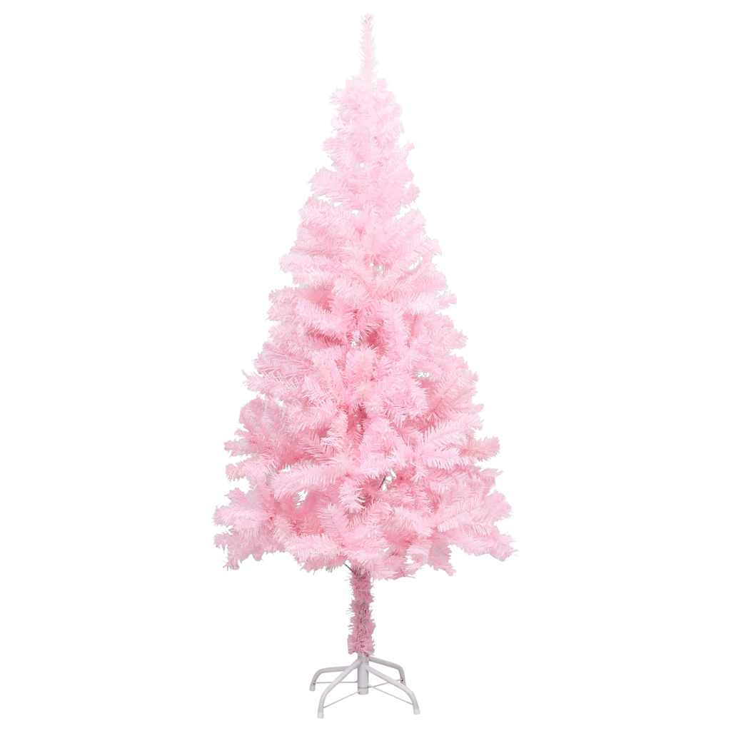 Belyst plastgran med kulor rosa 180 cm PVC