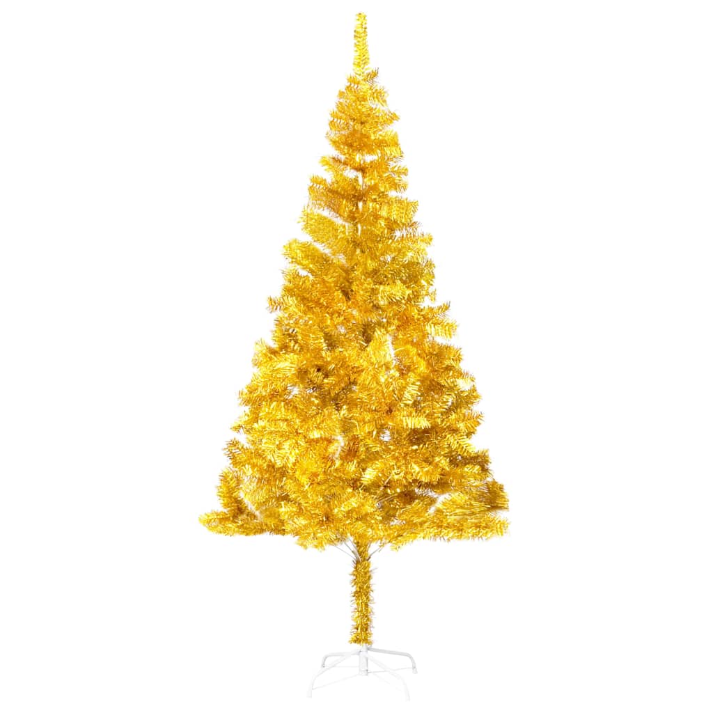 Belyst plastgran med kulor guld 180 cm PET