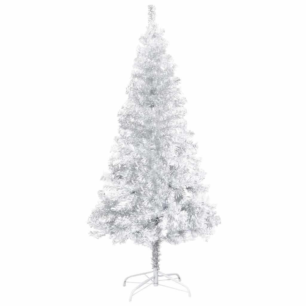 Belyst plastgran med kulor silver 120 cm PET