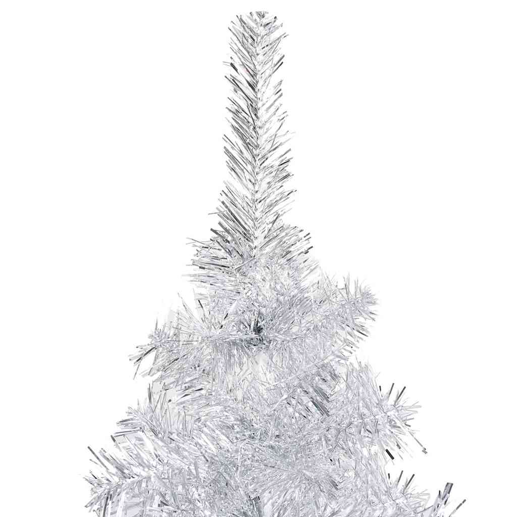 Belyst plastgran med kulor silver 120 cm PET