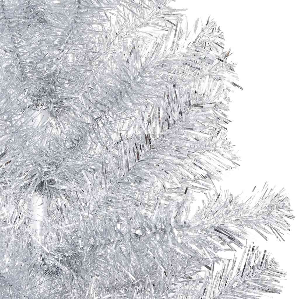 Belyst plastgran med kulor silver 120 cm PET
