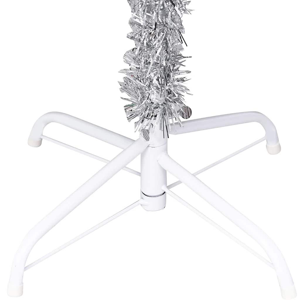 Belyst plastgran med kulor silver 120 cm PET
