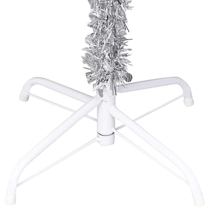 Belyst plastgran med kulor silver 120 cm PET