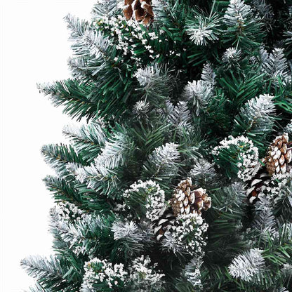 Konstgjord julgran med LED och bollset och kottar 180 cm