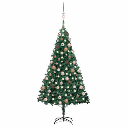 Belyst plastgran med kulor grön 180 cm PVC