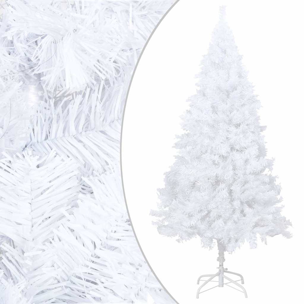 Belyst plastgran med kulor vit 150 cm PVC