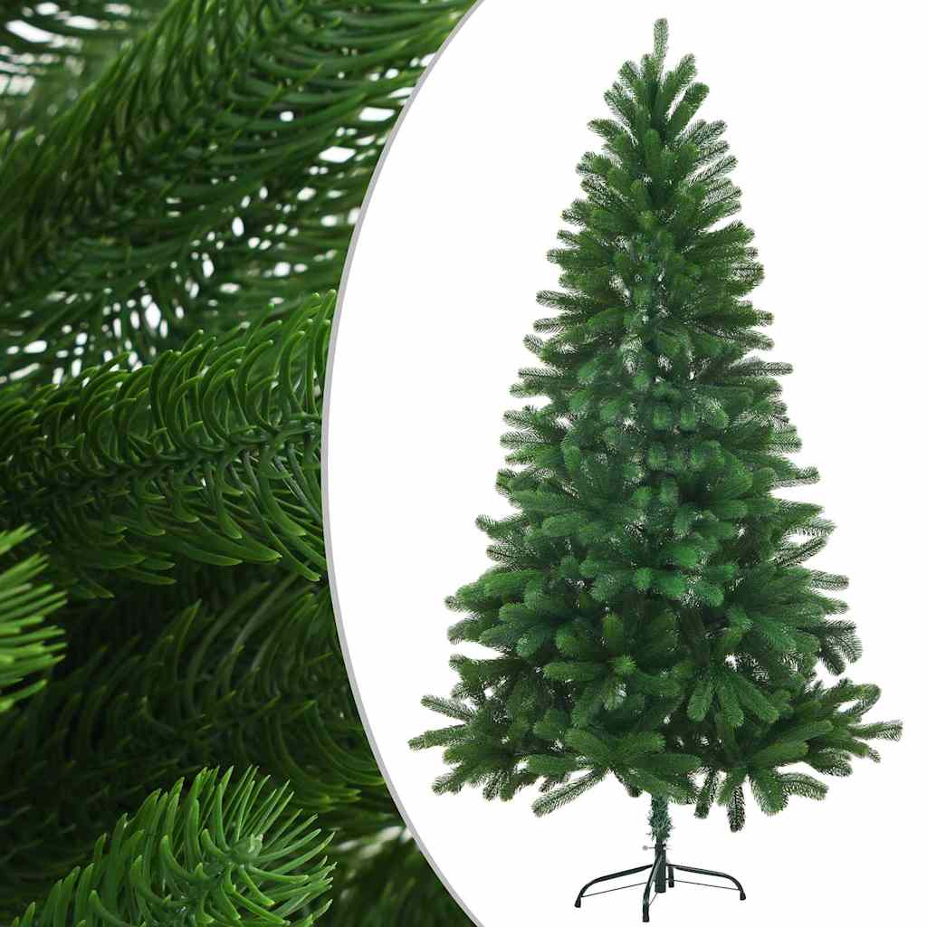 Belyst plastgran med kulor 150 cm grön