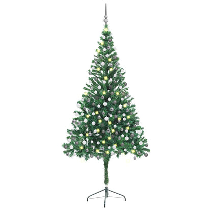 Belyst plastgran med kulor 210 cm 910 grenar