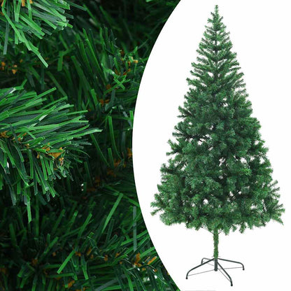 Belyst plastgran med kulor 210 cm 910 grenar