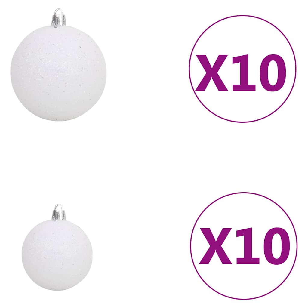 Belyst plastgran med kulor 180 cm 620 grenar