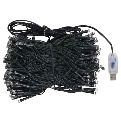 Belyst plastgran med kulor 210 cm 910 grenar