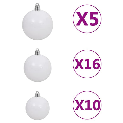 Belyst plastgran med kulor 240 cm vit