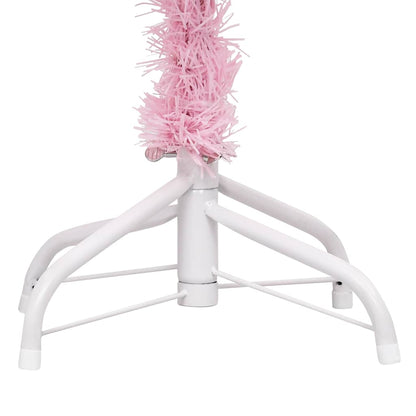 Belyst plastgran med kulor rosa 210 cm PVC