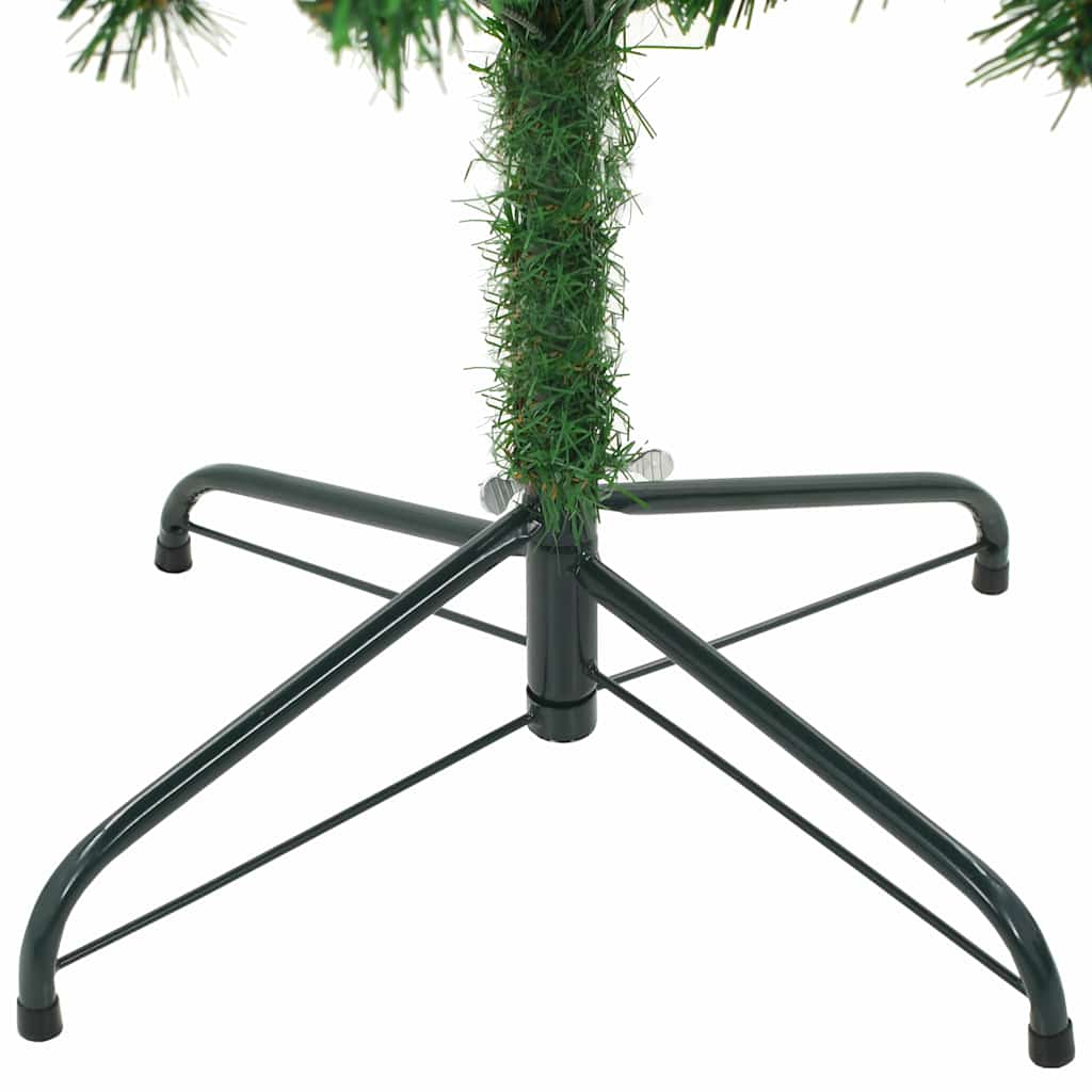 Belyst plastgran med kulor och kottar 210 cm