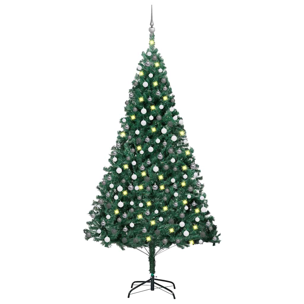 Belyst plastgran med kulor grön 150 cm PVC
