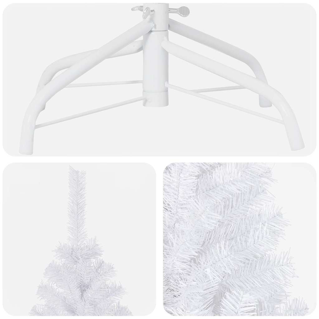 Belyst plastgran med kulor vit 180 cm PVC