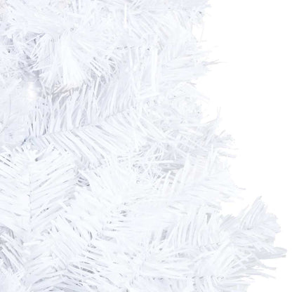 Belyst plastgran med kulor vit 210 cm PVC
