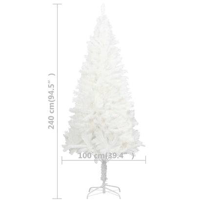 Belyst plastgran med kulor vit 240 cm