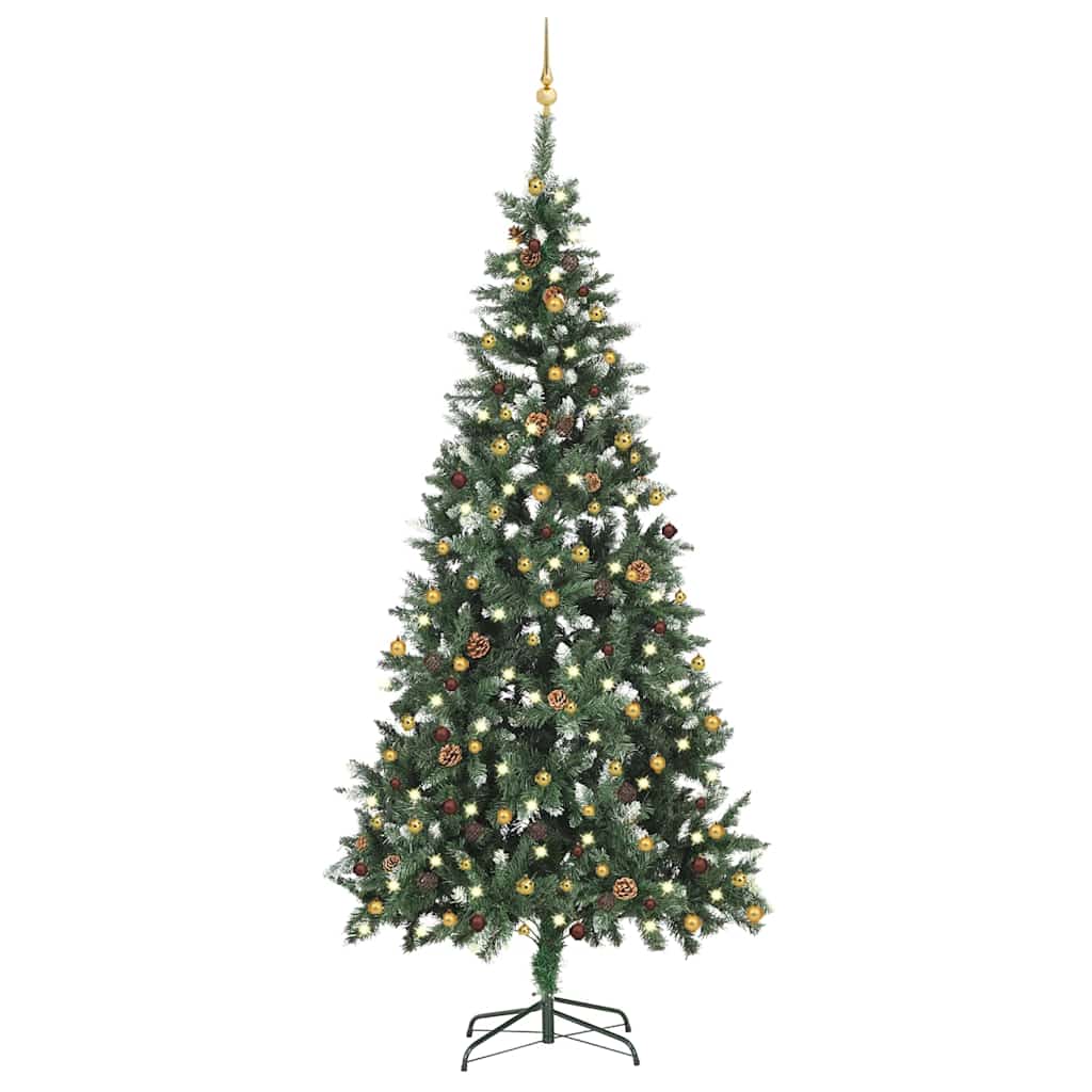 Belyst plastgran med kulor 210 cm