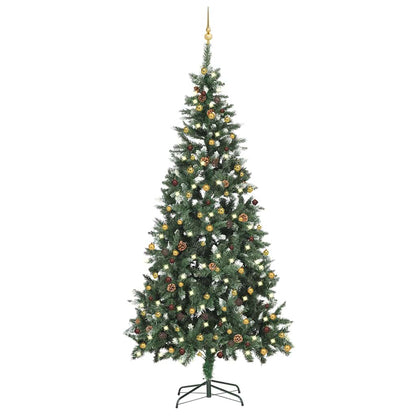 Belyst plastgran med kulor 210 cm