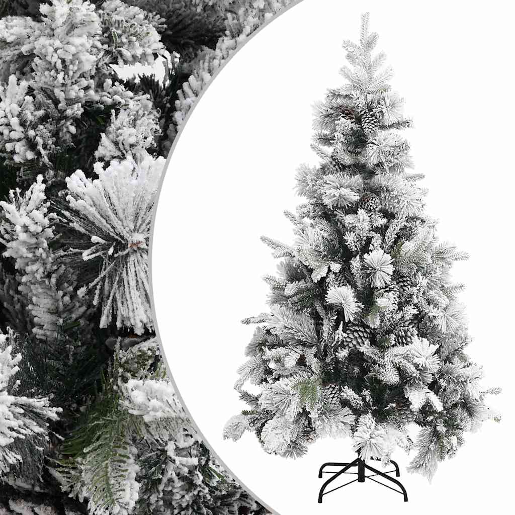 Plastgran med snö och kottar 195 cm PVC&PE