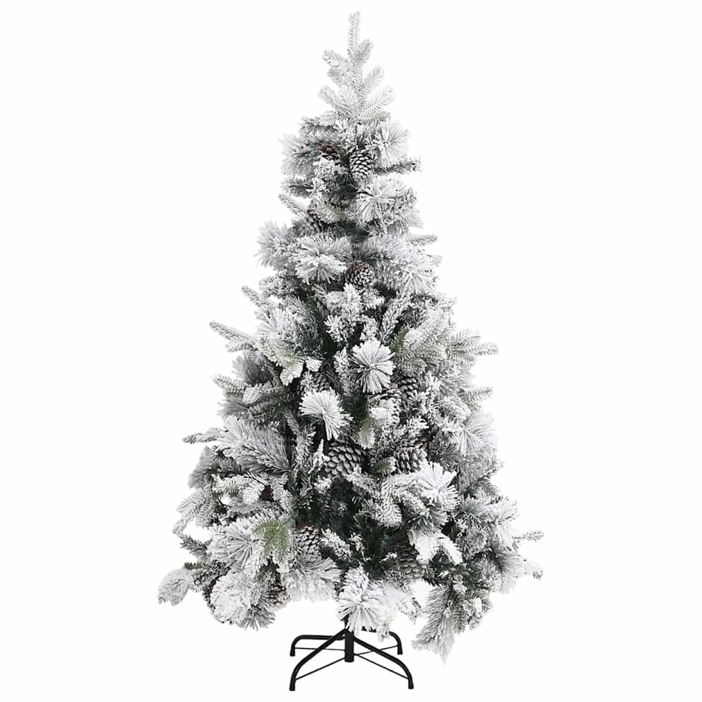 Plastgran med snö och kottar 195 cm PVC&PE