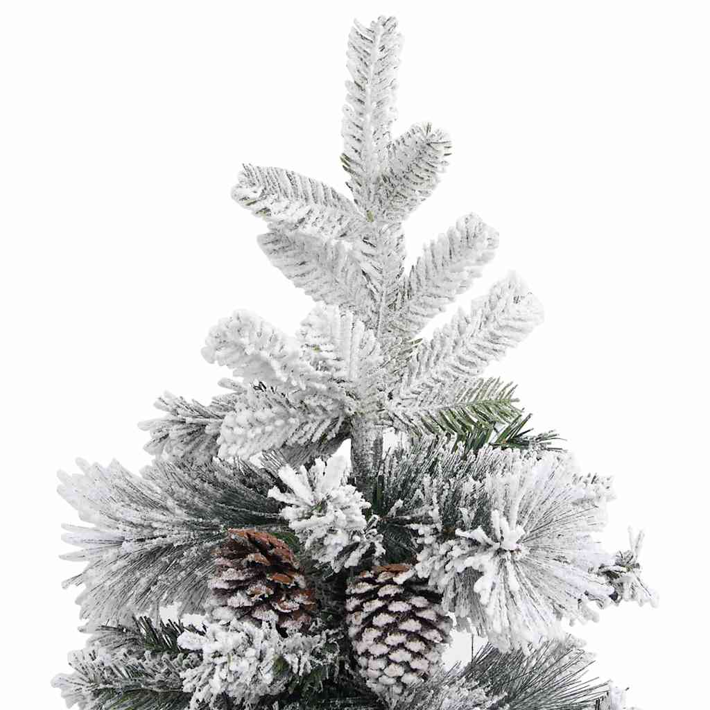 Plastgran med snö och kottar 195 cm PVC&PE