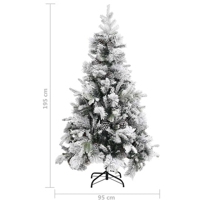 Plastgran med snö och kottar 195 cm PVC&PE