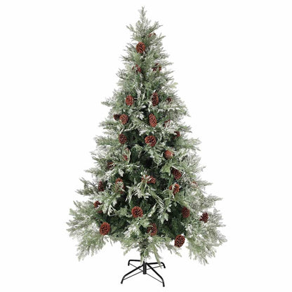 Plastgran och kottar grön och vit 195 cm PVC&PE