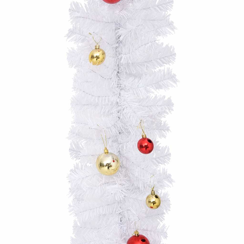 Julgirlang med julgranskulor vit 5 m