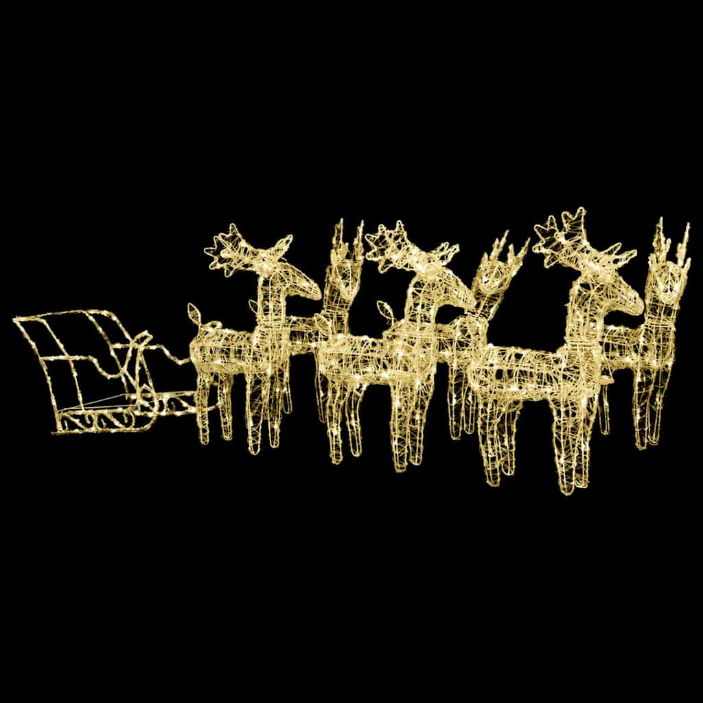 Juldekoration renar och släde 320 lysdioder akryl