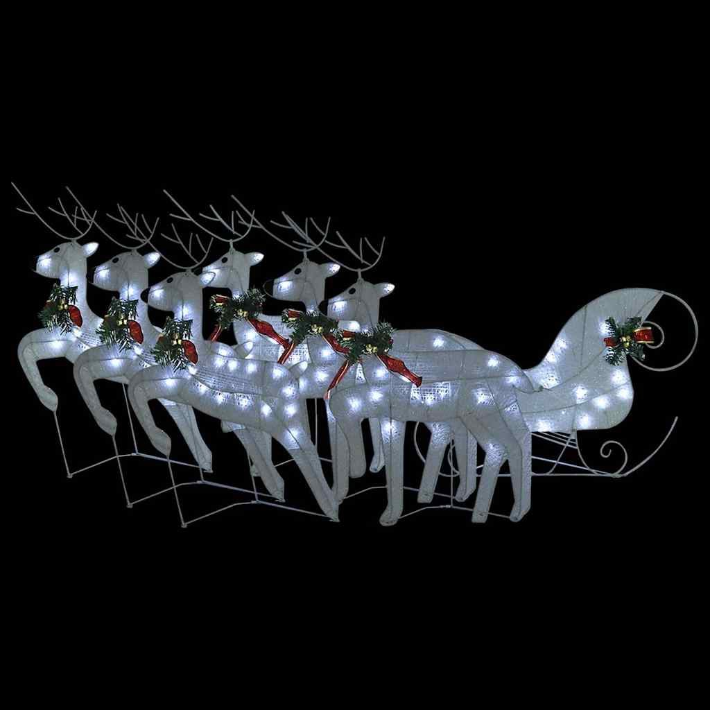 Juldekoration ren och släde 140 LED utomhus vit