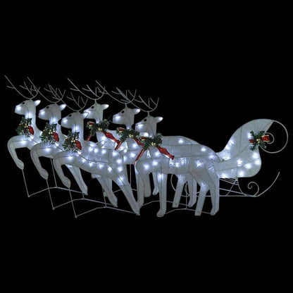 Juldekoration ren och släde 140 LED utomhus vit