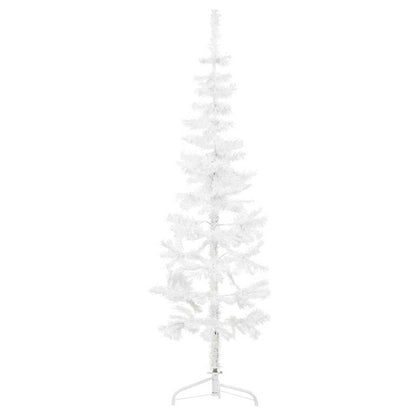 Smal halv plastgran med stativ vit 150 cm