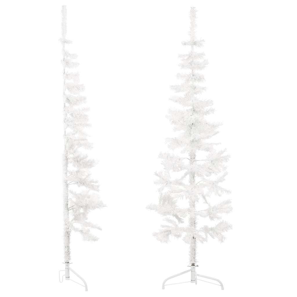 Smal halv plastgran med stativ vit 150 cm