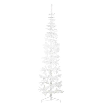 Smal halv plastgran med stativ vit 210 cm