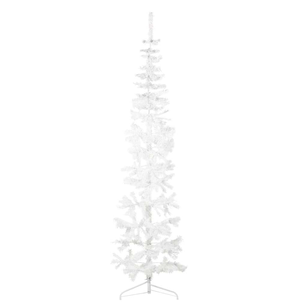 Smal halv plastgran med stativ vit 240 cm