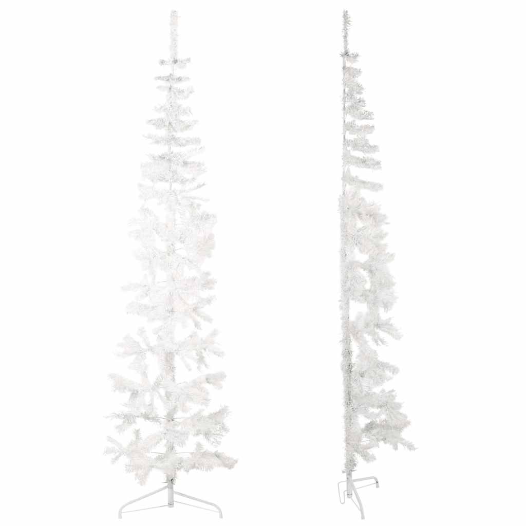 Smal halv plastgran med stativ vit 240 cm
