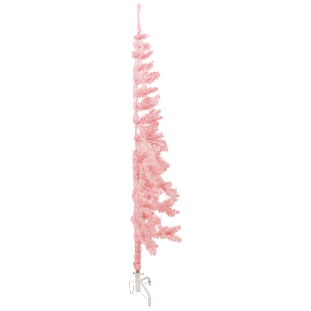 Smal halv plastgran med stativ rosa 120 cm