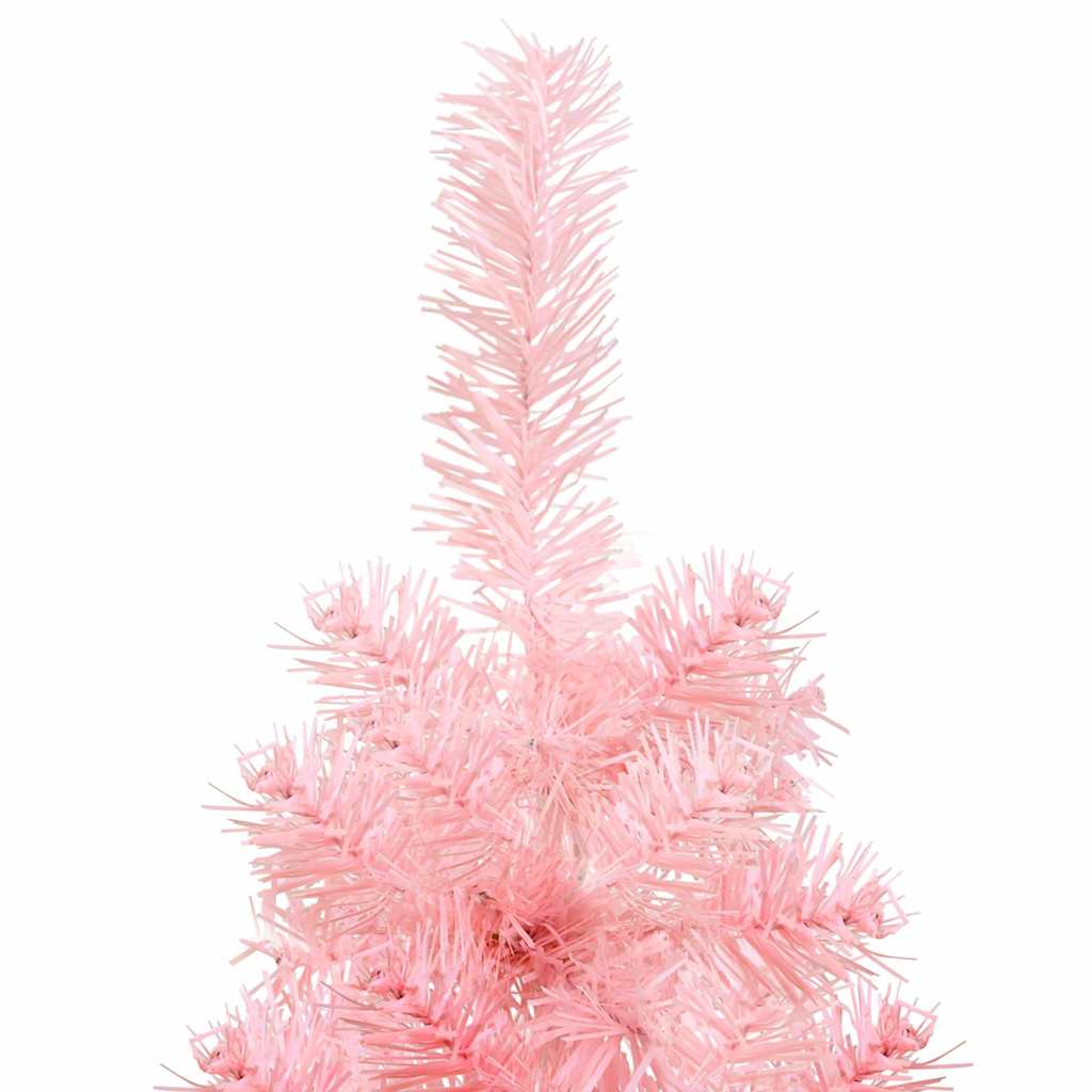 Smal halv plastgran med stativ rosa 120 cm