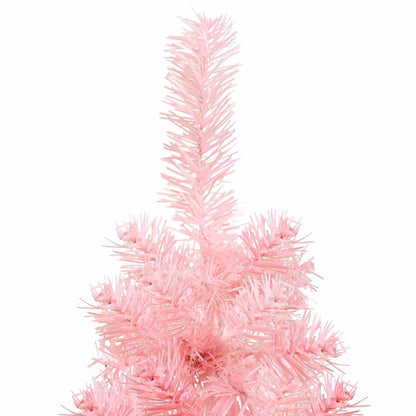 Smal halv plastgran med stativ rosa 120 cm