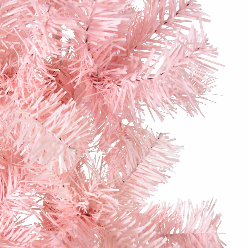 Smal halv plastgran med stativ rosa 120 cm