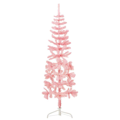 Smal halv plastgran med stativ rosa 150 cm